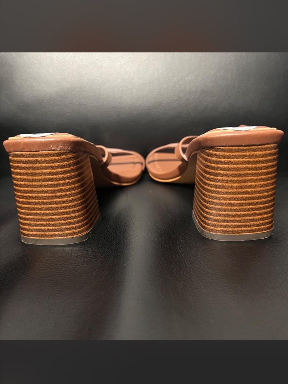 Aldo Tan Brown Square-Toe Strappy Block Heel Sandals - Picture 4 of 4
